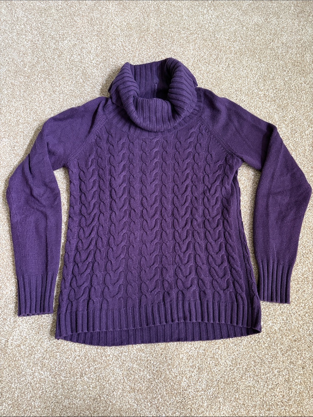 Banana Republic Plum Cable Turtleneck Sweater